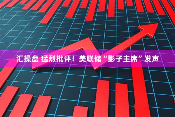 汇操盘 猛烈批评！美联储“影子主席”发声